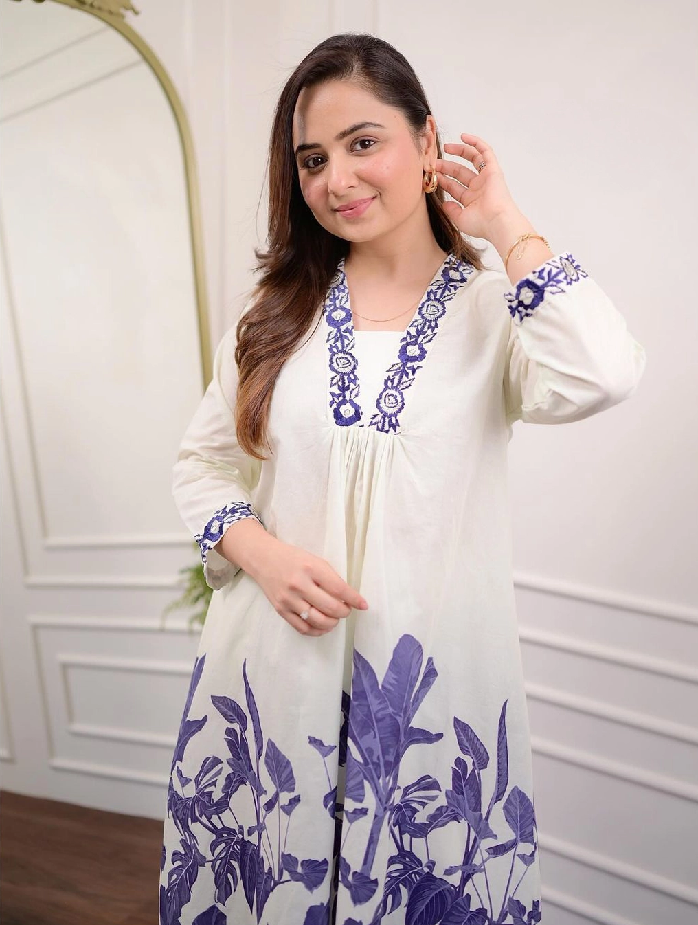 White  Floral Kurta Set