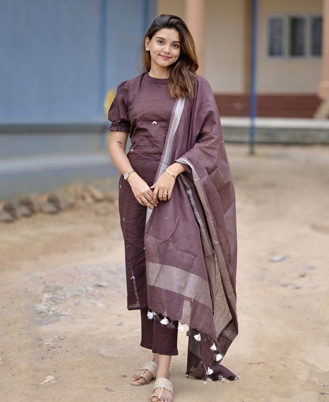  Charm Cotton Suit Set with Tassel Dupatta