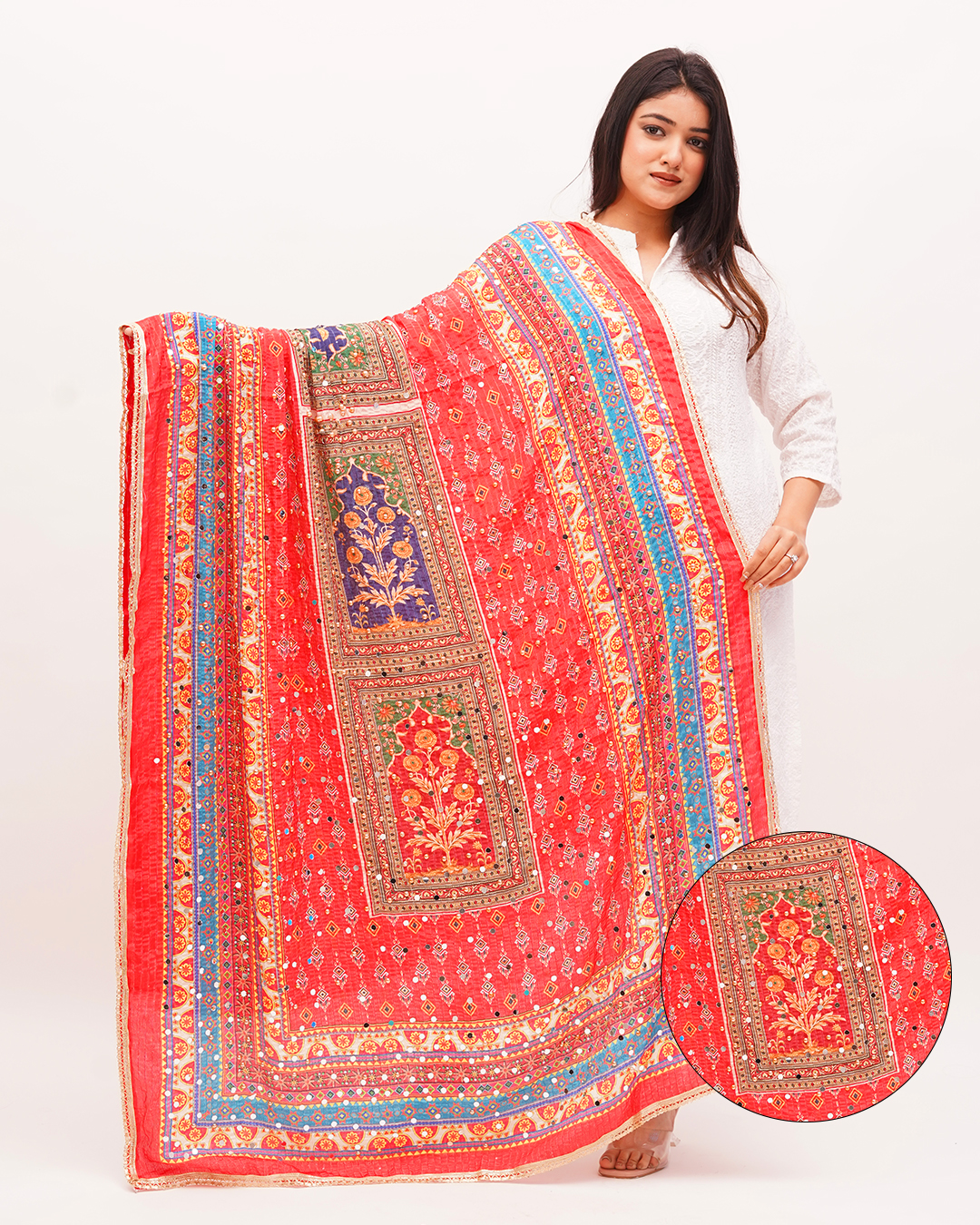 Luxury Poly Silk Digital Print with Sequin