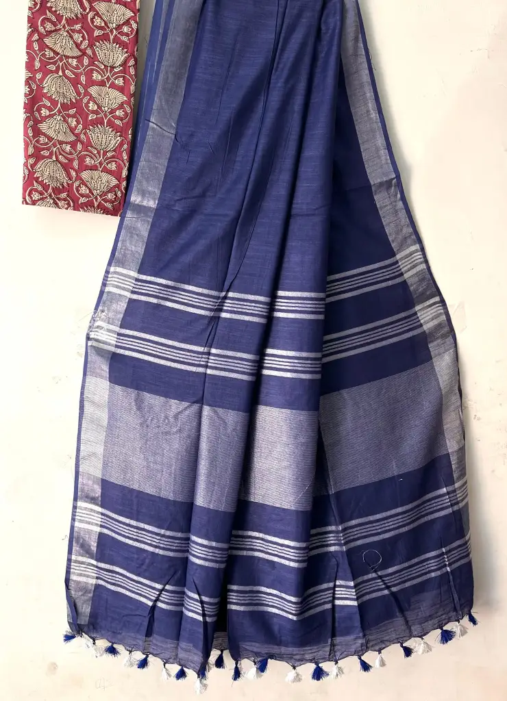 Handloom Blue  Saree