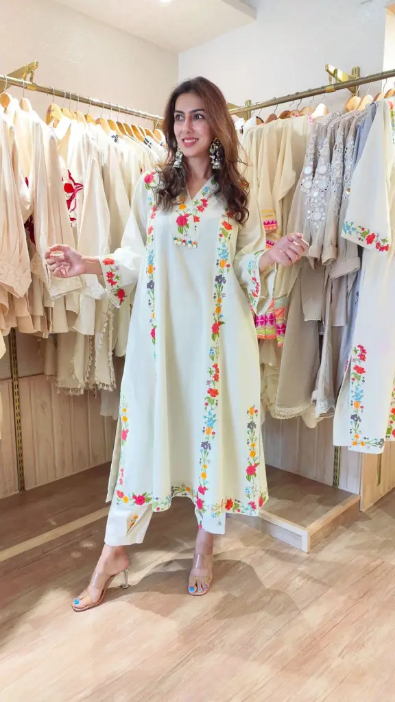  Ivory Garden Embroidered Kurta Set