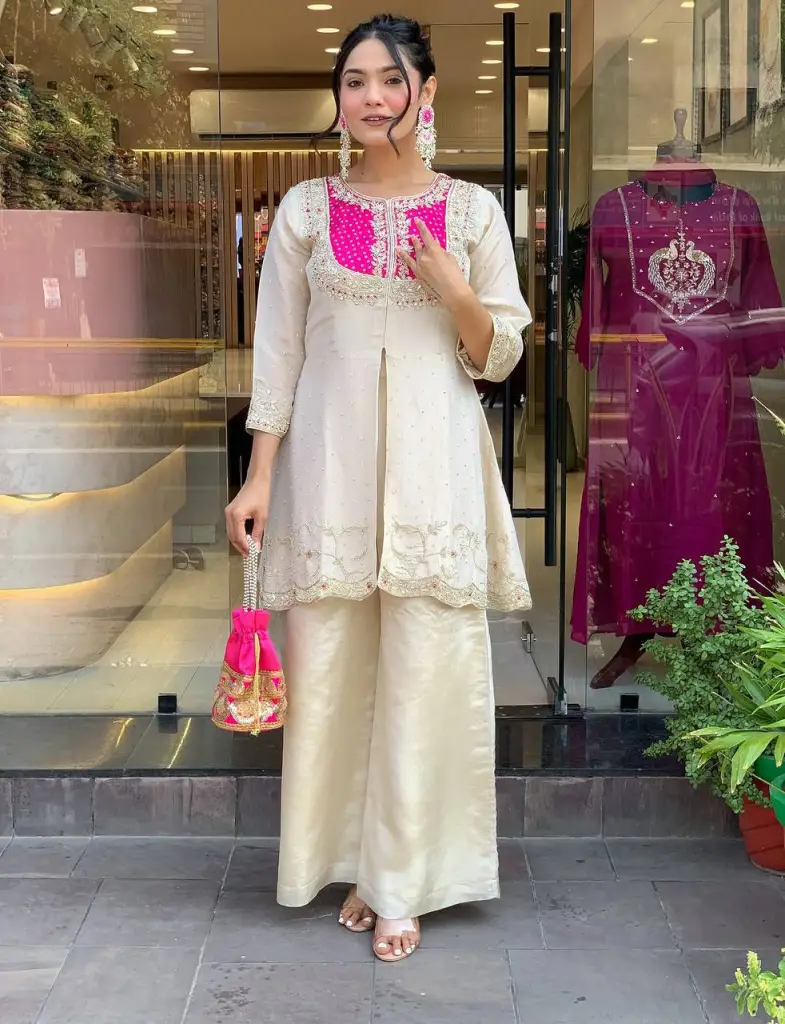Embroidered Festive Coord Set with Flared Pants