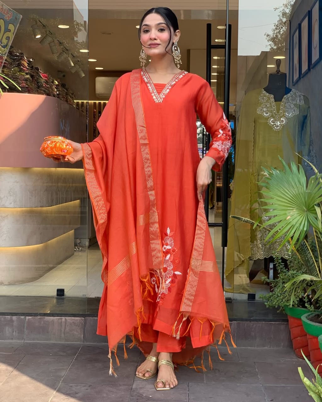  Embroidered Suit Set with Dupatta.