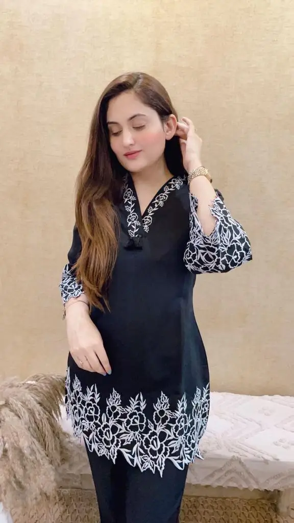 Elegant floral embroidered cotton co-ord set 