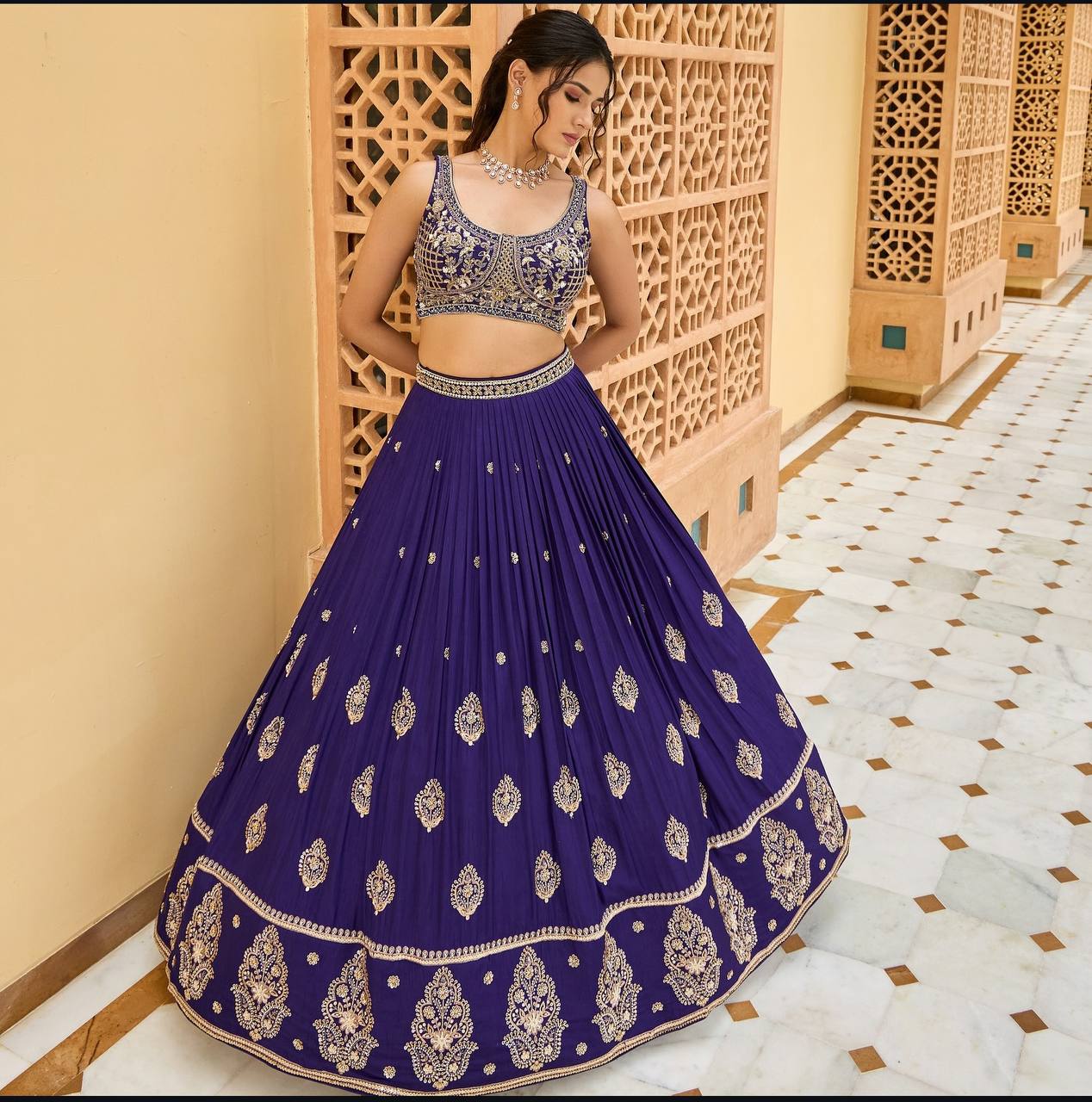 Heavy Chinon Silk sequence Work Embroidery Lehenga Choli Set