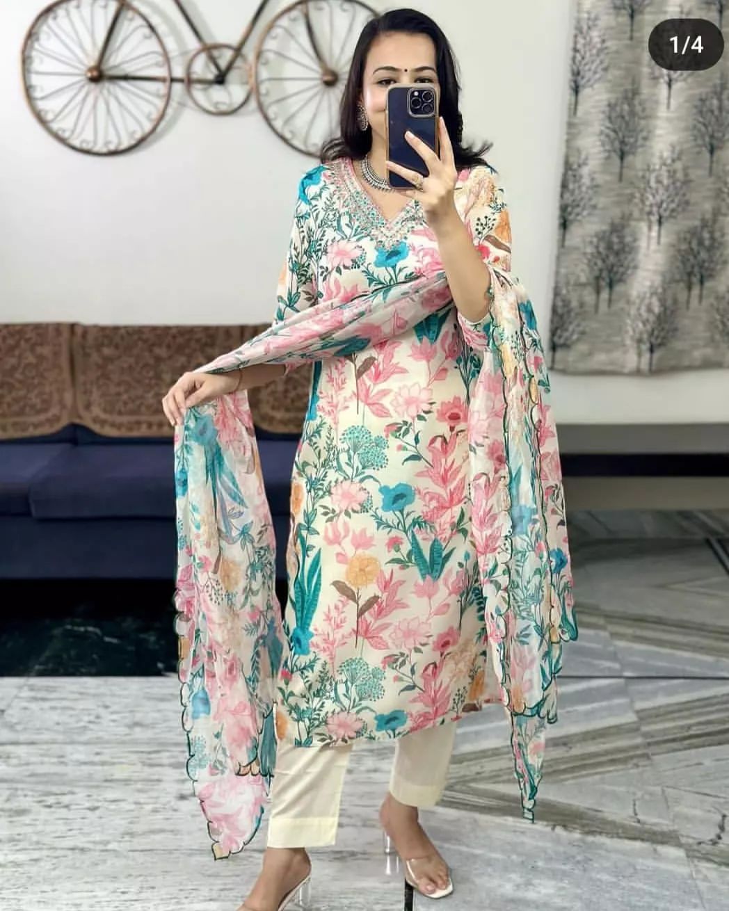Floral Fantasy Printed Lawn Suit with  Dupatta