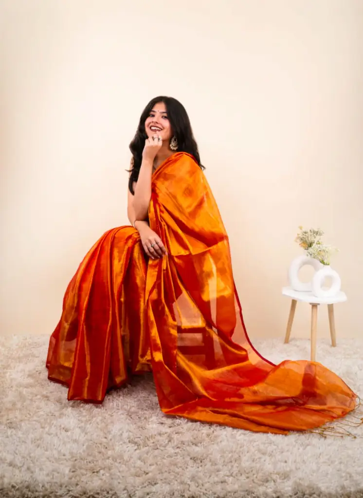 Orange Tissue silk saree