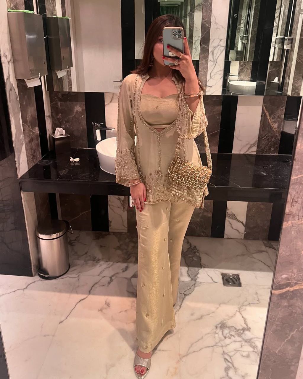Chinon Silk top blouse and   palazzo pant