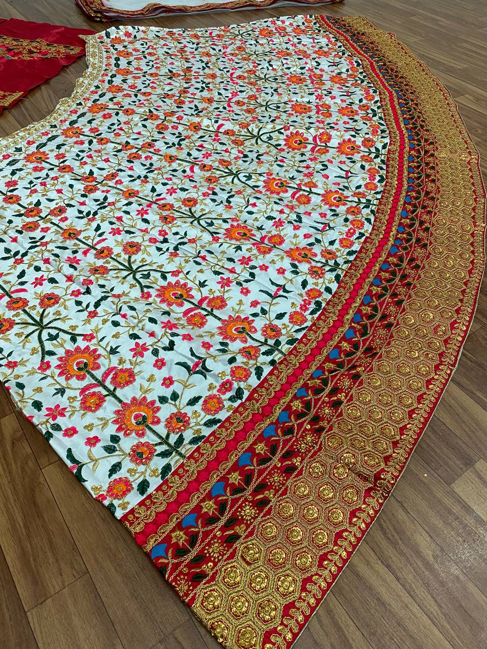 Elegant White & Maroon Dulhan Lehenga Choli