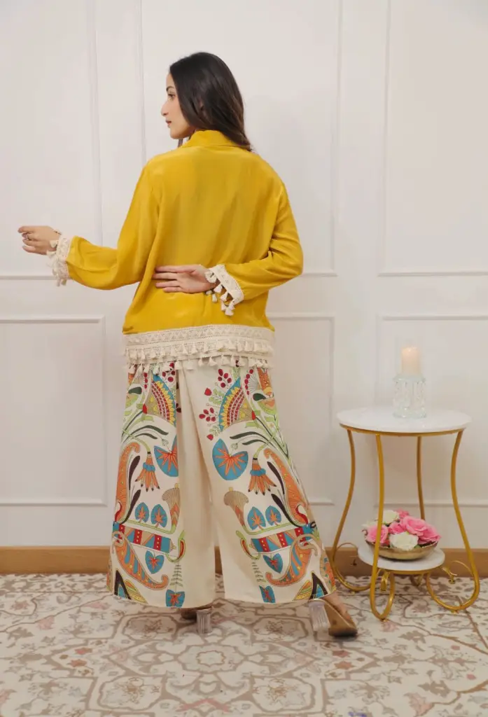Tassel Shirt & Embroidered Pants Set 