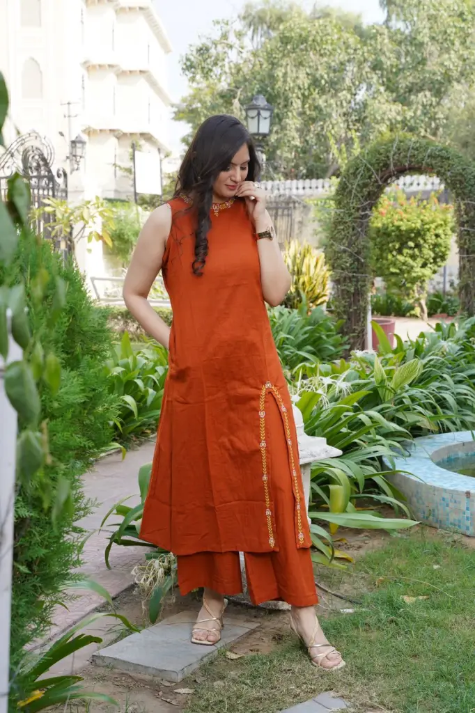 Graceful Slit Kurti & Palazzo Co-ord
