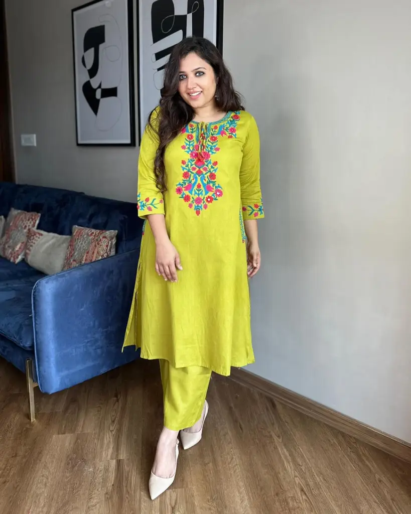  Festive Aari Work Kurti Palazzo Set