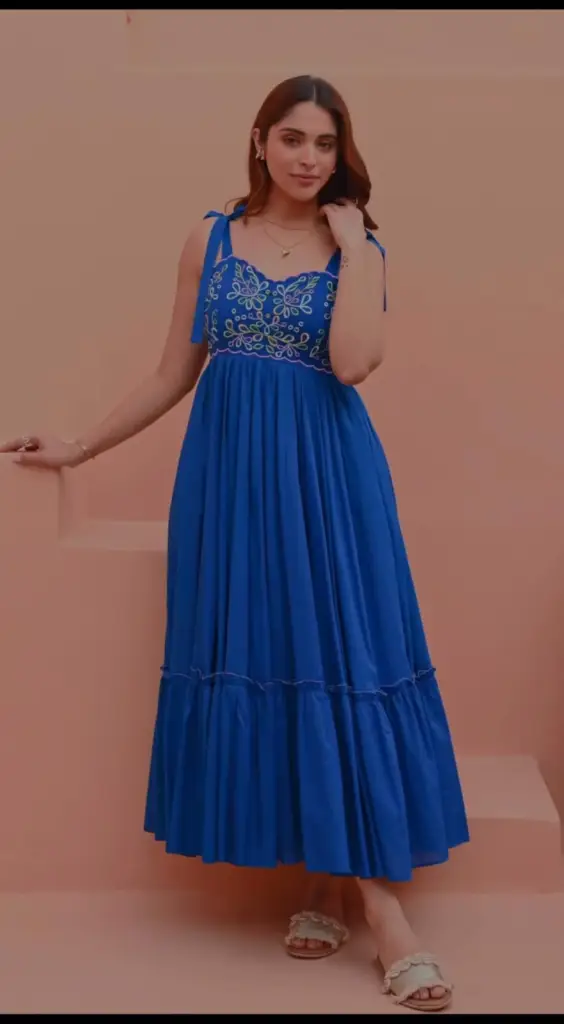 Azure Bloom Maxi Dress
