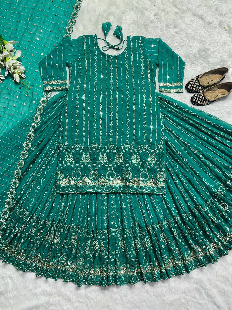 Elegant Faux Georgette Lehenga Set