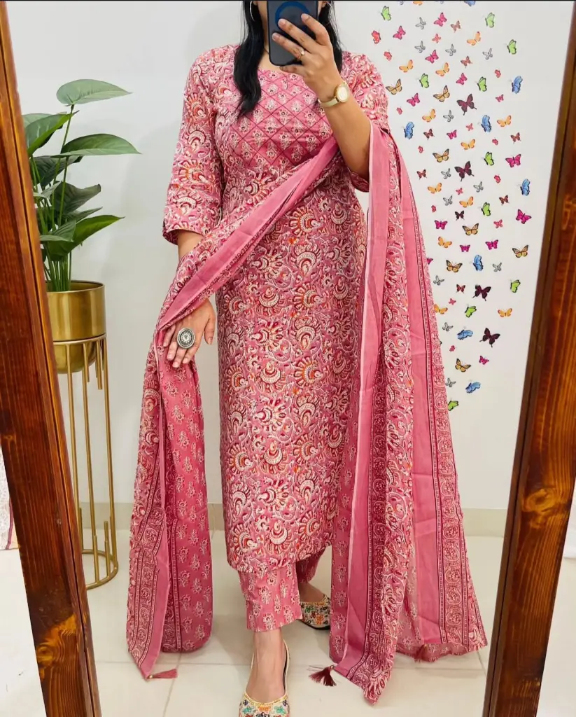 Jaipuri Cotton Mughal Print Suit Set