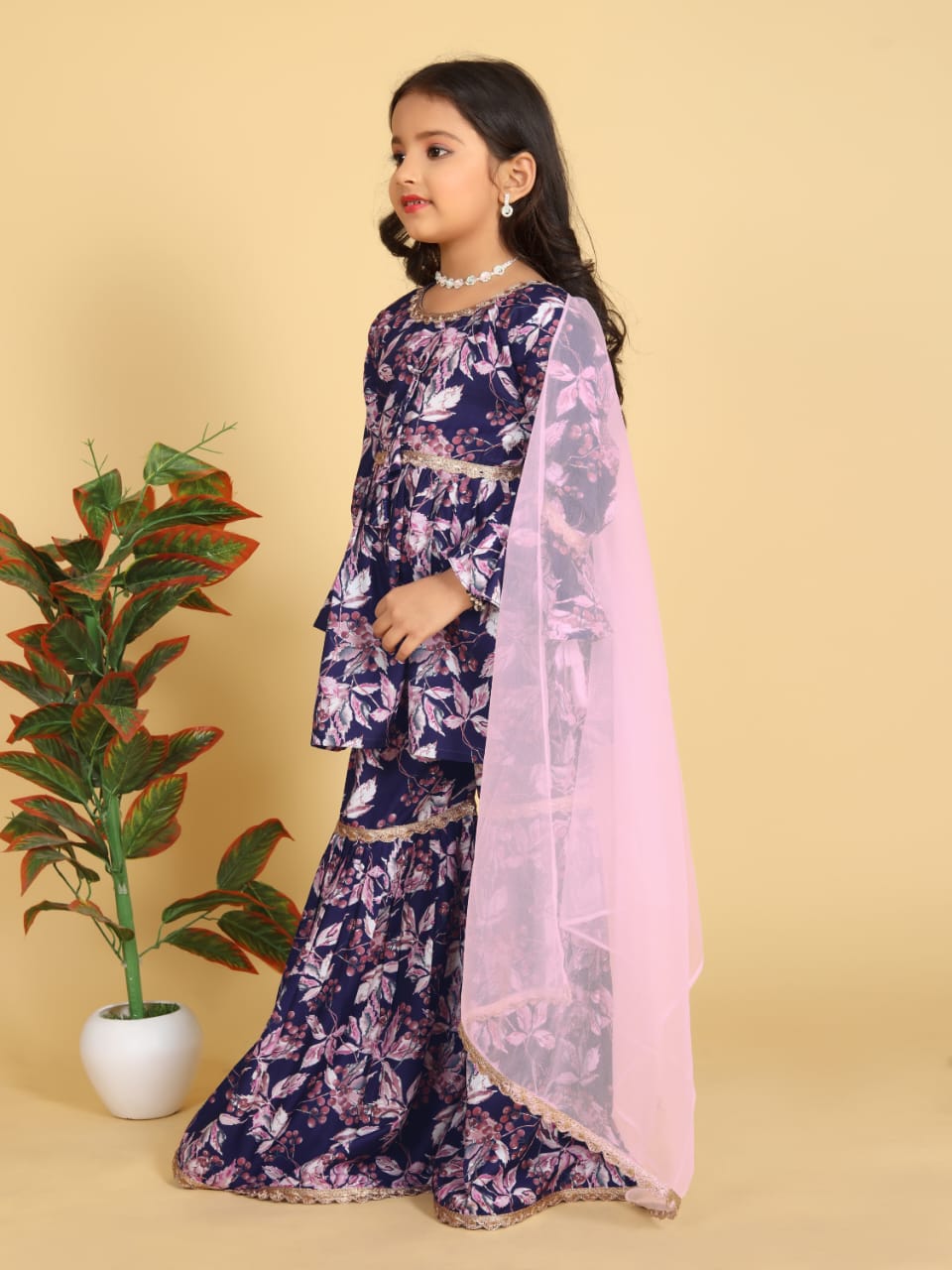 Girls Aliya Cut Top with Gharara Dupatta set