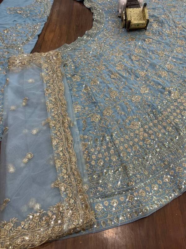 Faux Georgette SequinsEmbroidered Work Lehenga Choli Set