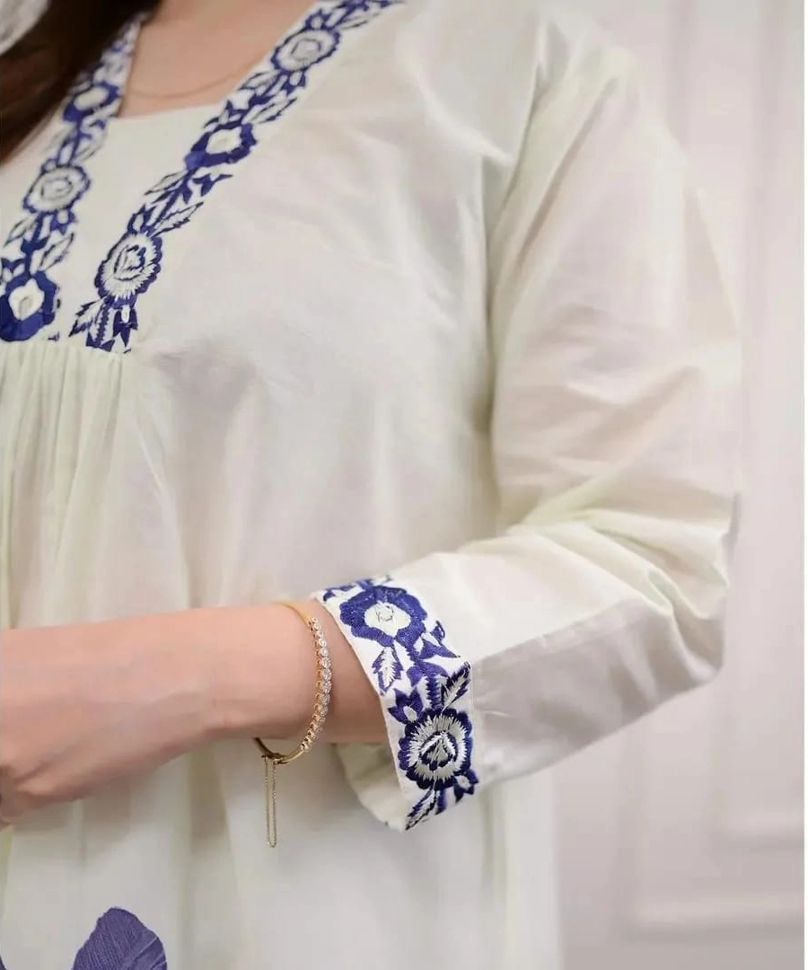 White  Floral Kurta Set