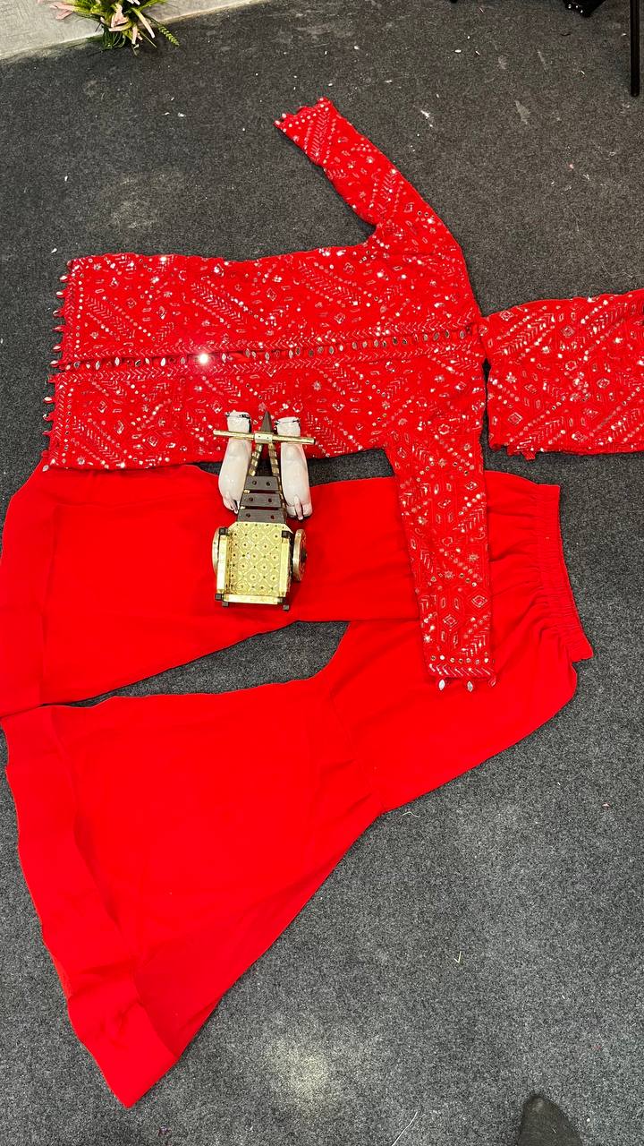 Faux georgette top blouse and palazzo pant