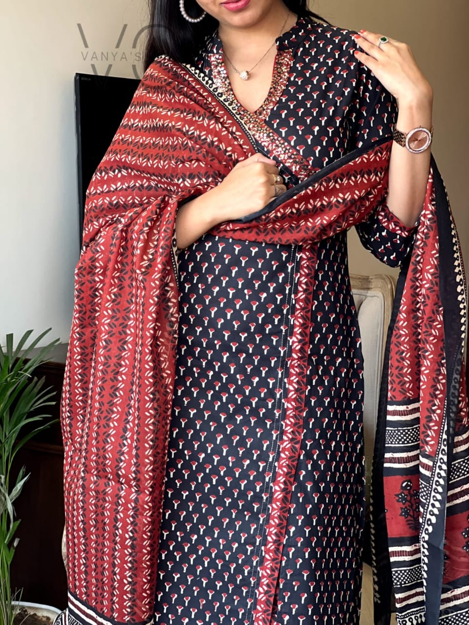 Elegant Ajrakh Print Cotton Suit Set