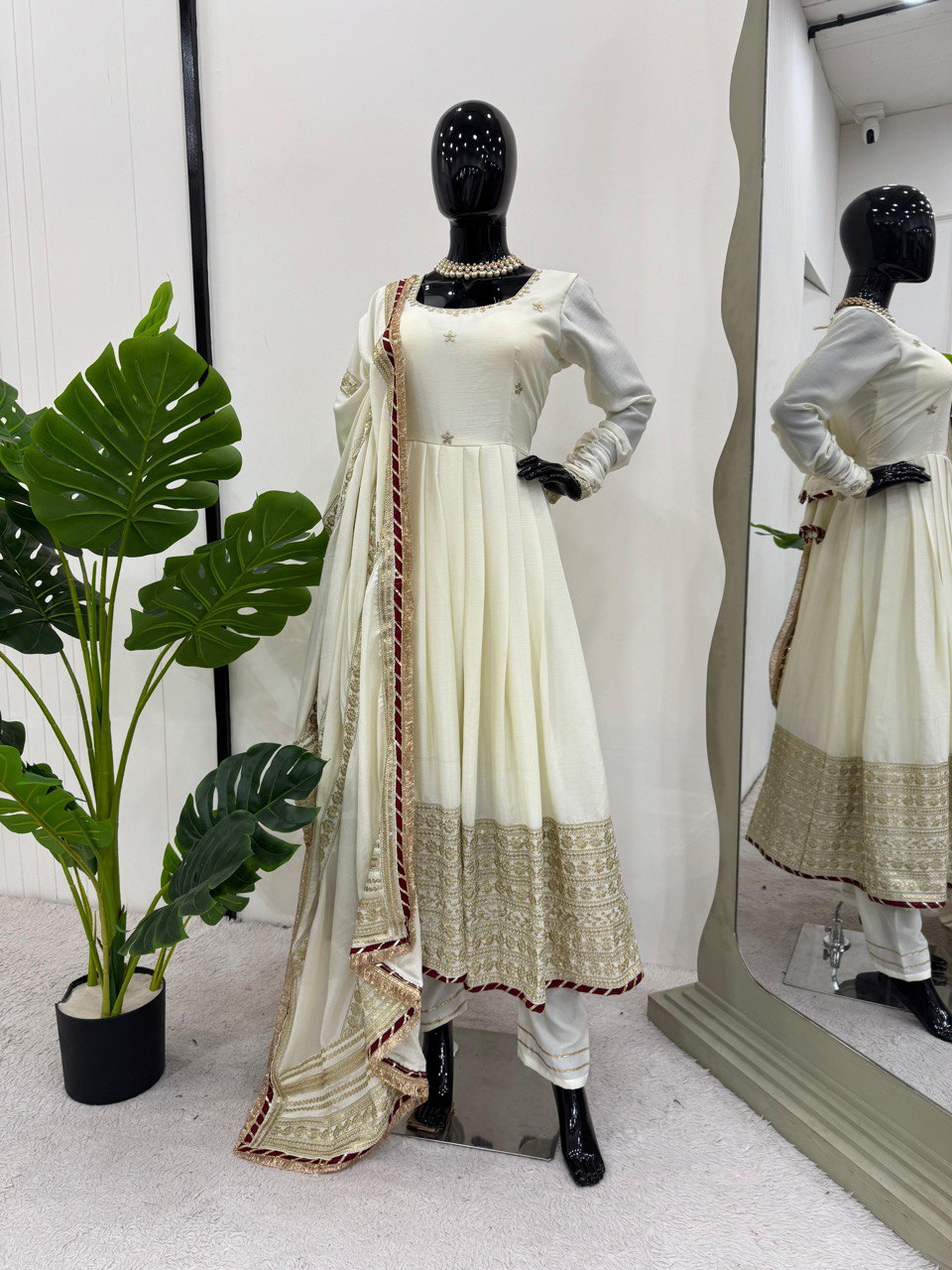 Chinon fabric Anarrkali Suit dupatta set