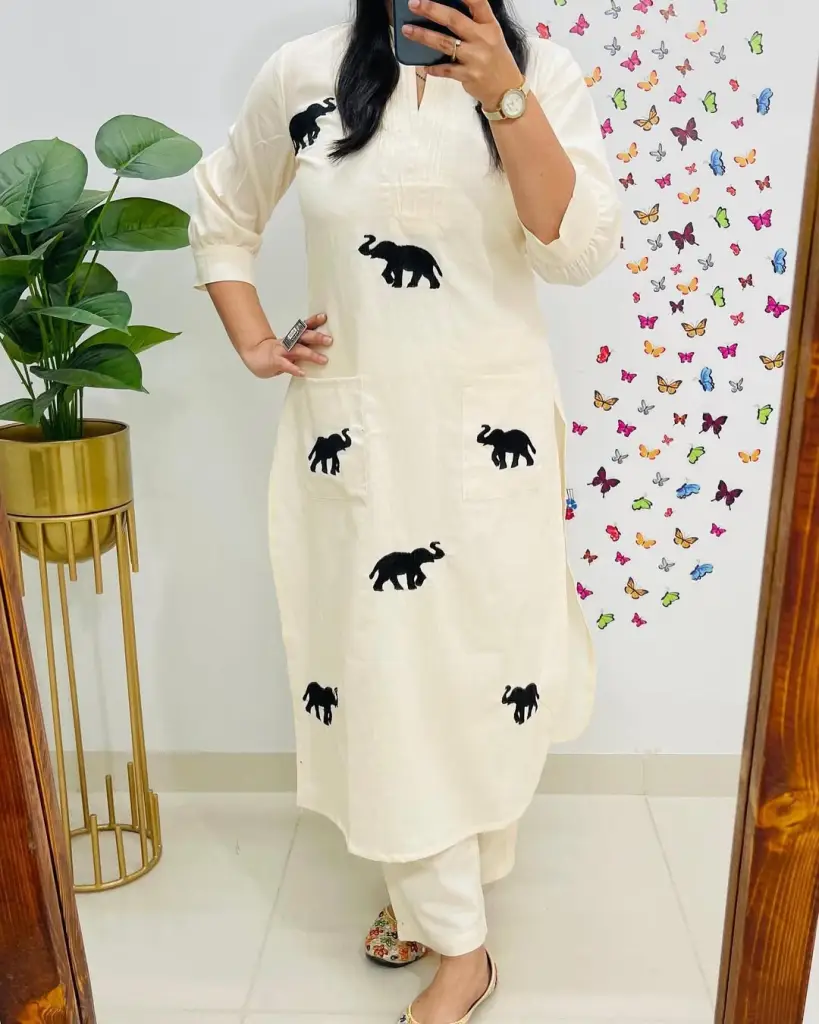  Elephant Elegance Cotton Flex kurta  & Pant Set