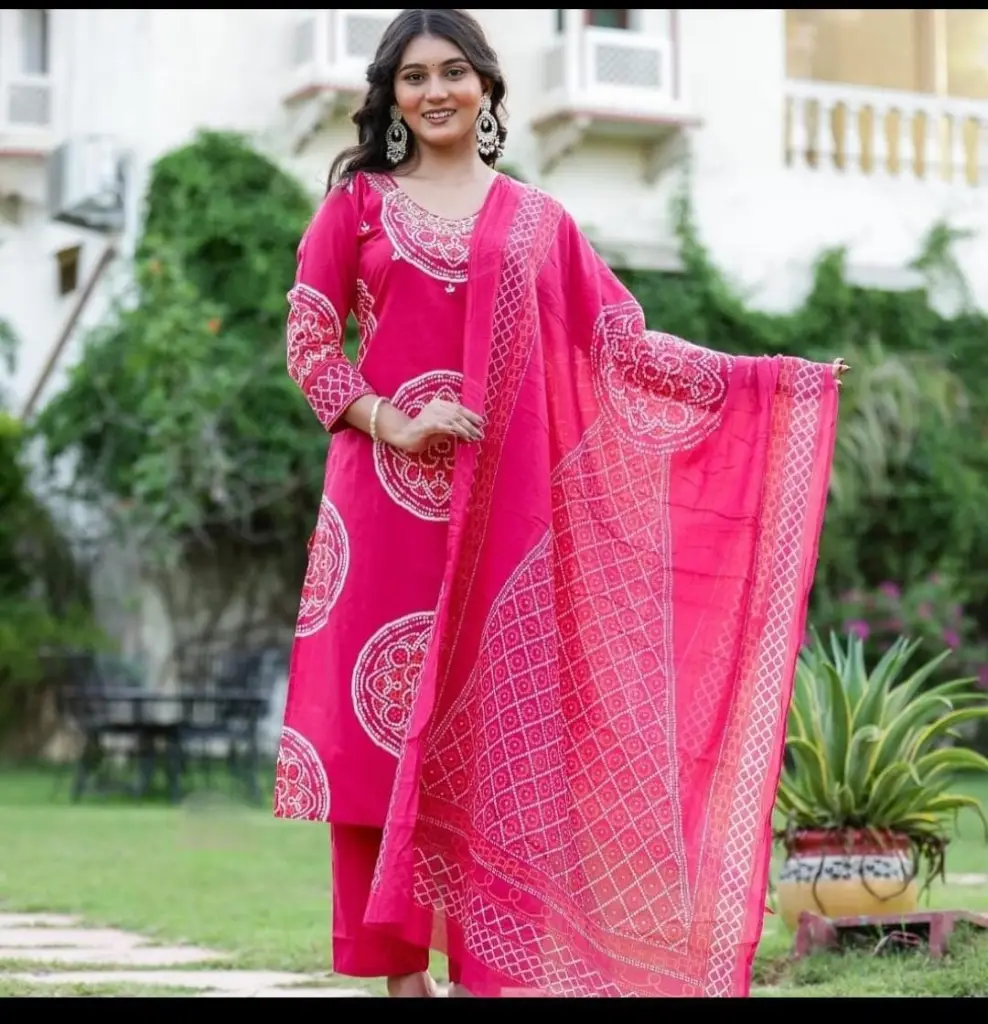Silk Look Kurti Set with Dupatta 
