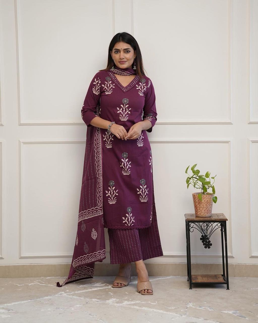 Plum Grace  Cotton Suit Set
