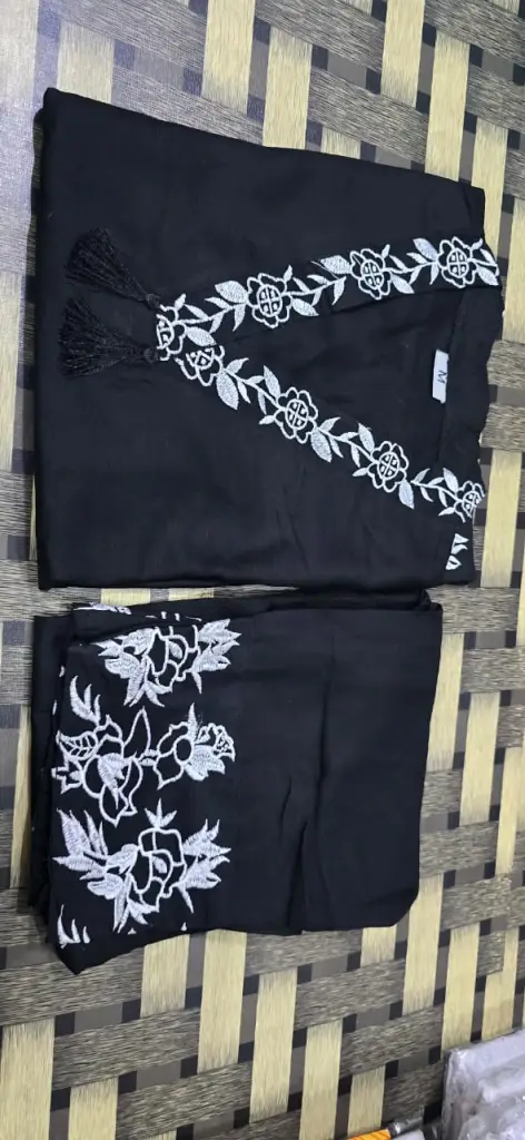 Elegant floral embroidered cotton co-ord set 