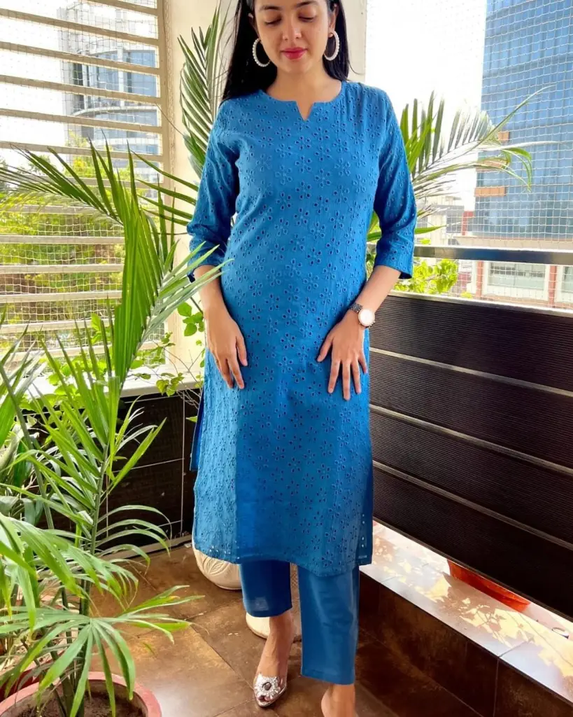 Noore Grace Chikankari Designer Kurti Pant Set