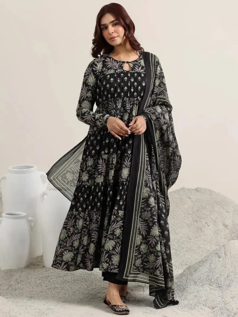 Elegant Black Anarkali Kurta Set