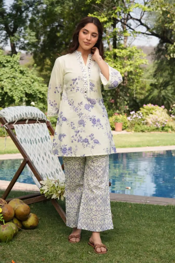 Embroidered Pure Cotton Printed Co-ord Set