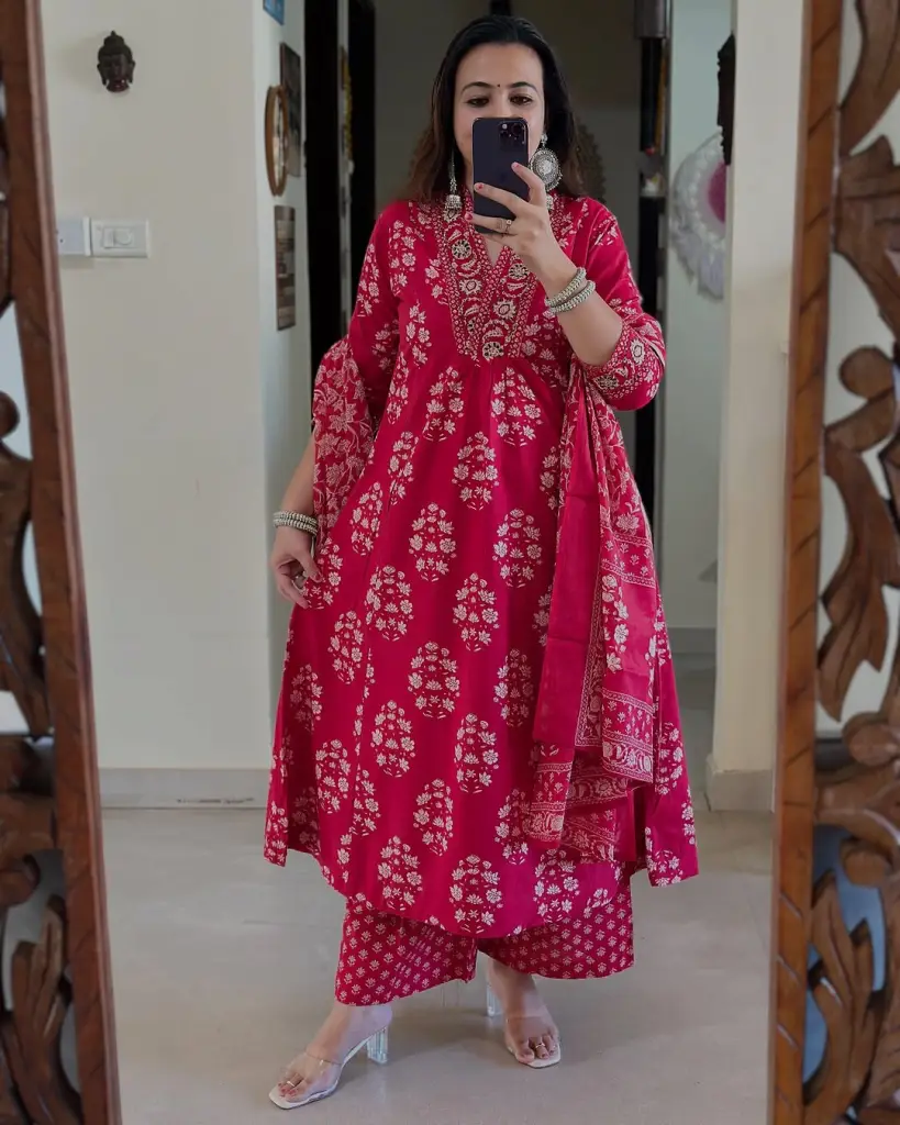 Printed Anarkali Kurta Dupatta Set
