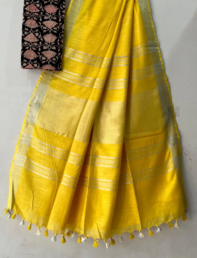 Handloom yellow  Saree