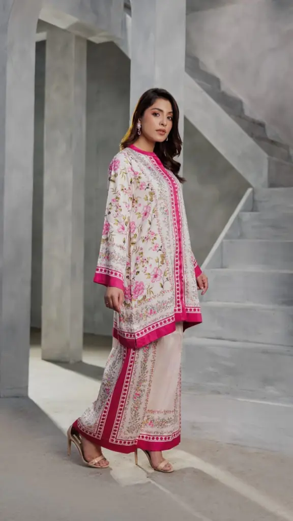 Elegant Pink Floral Digital Print Coord Set