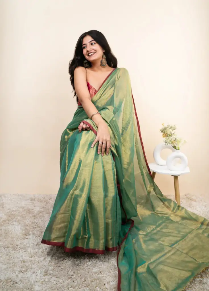 Green tissue silk saree