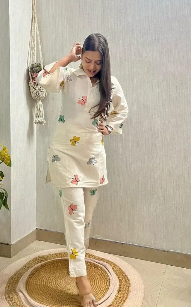  Pastel Butterfly Embroidered Co-ord Set