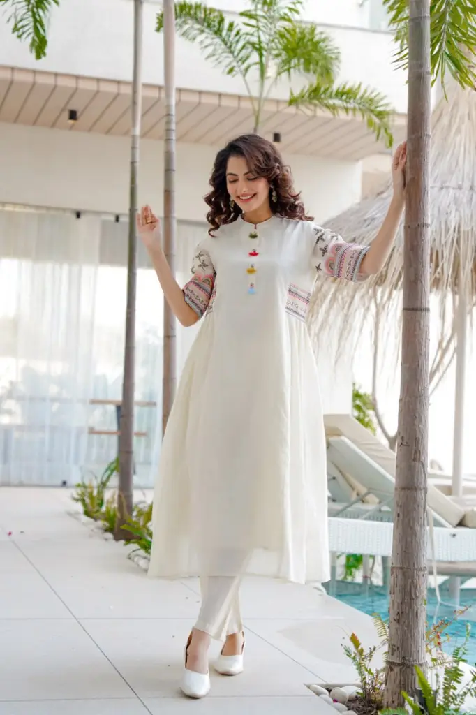 Noor Embroidered A-Line Kurta