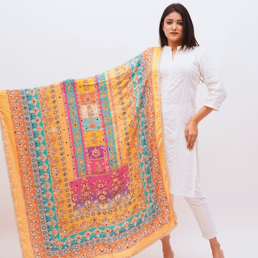Luxury Poly Silk Digital Print with Sequin