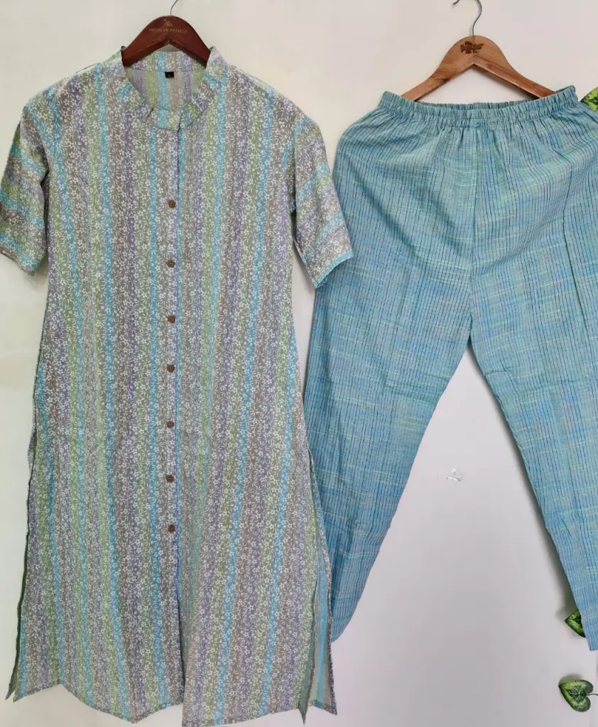 Sky Blue Striped Cotton Coord Set Breezy Everyday Style
