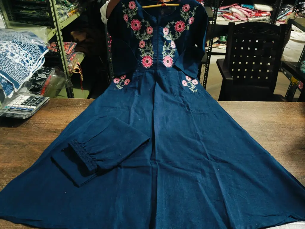 Elegant Blue Floral Embroidered Suit Set