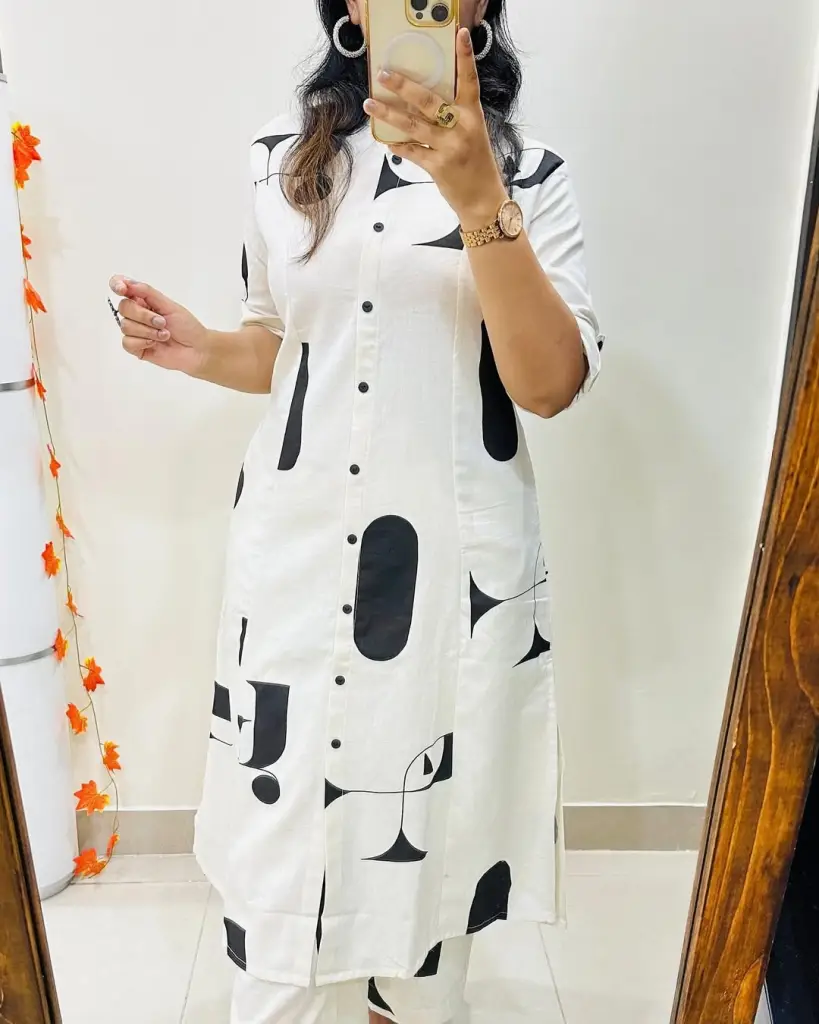 Urban Abstract Monochrome Kurti & Palazzo Set