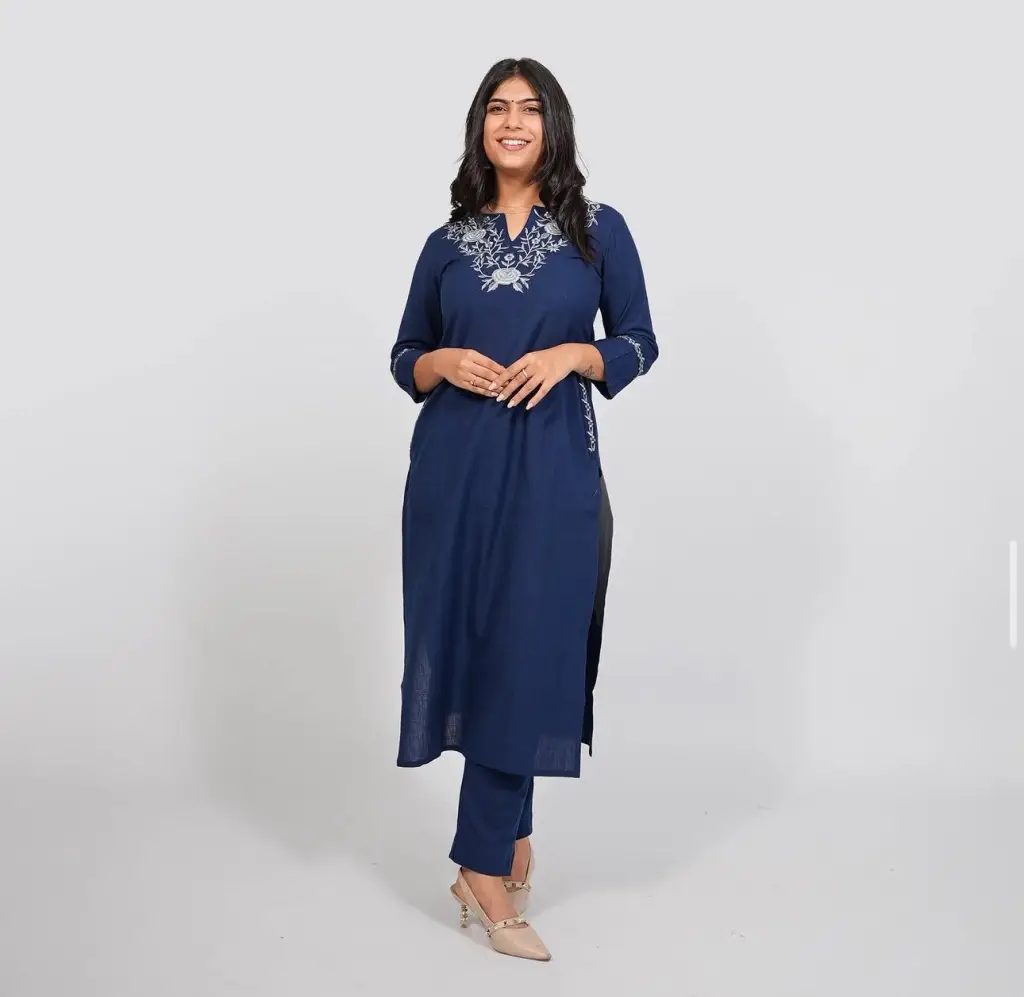 Embroidered Cotton Pant Set