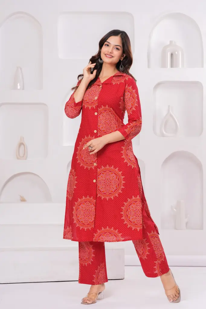 Bandhej Kurta Pant Set