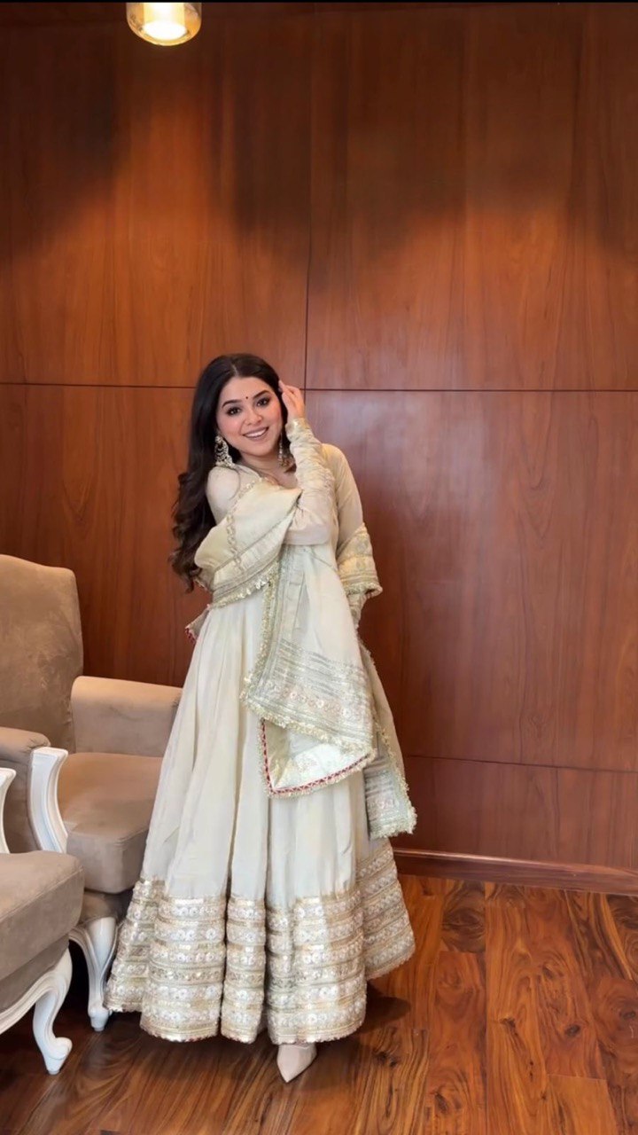 Chinon fabric Anarrkali Suit dupatta set