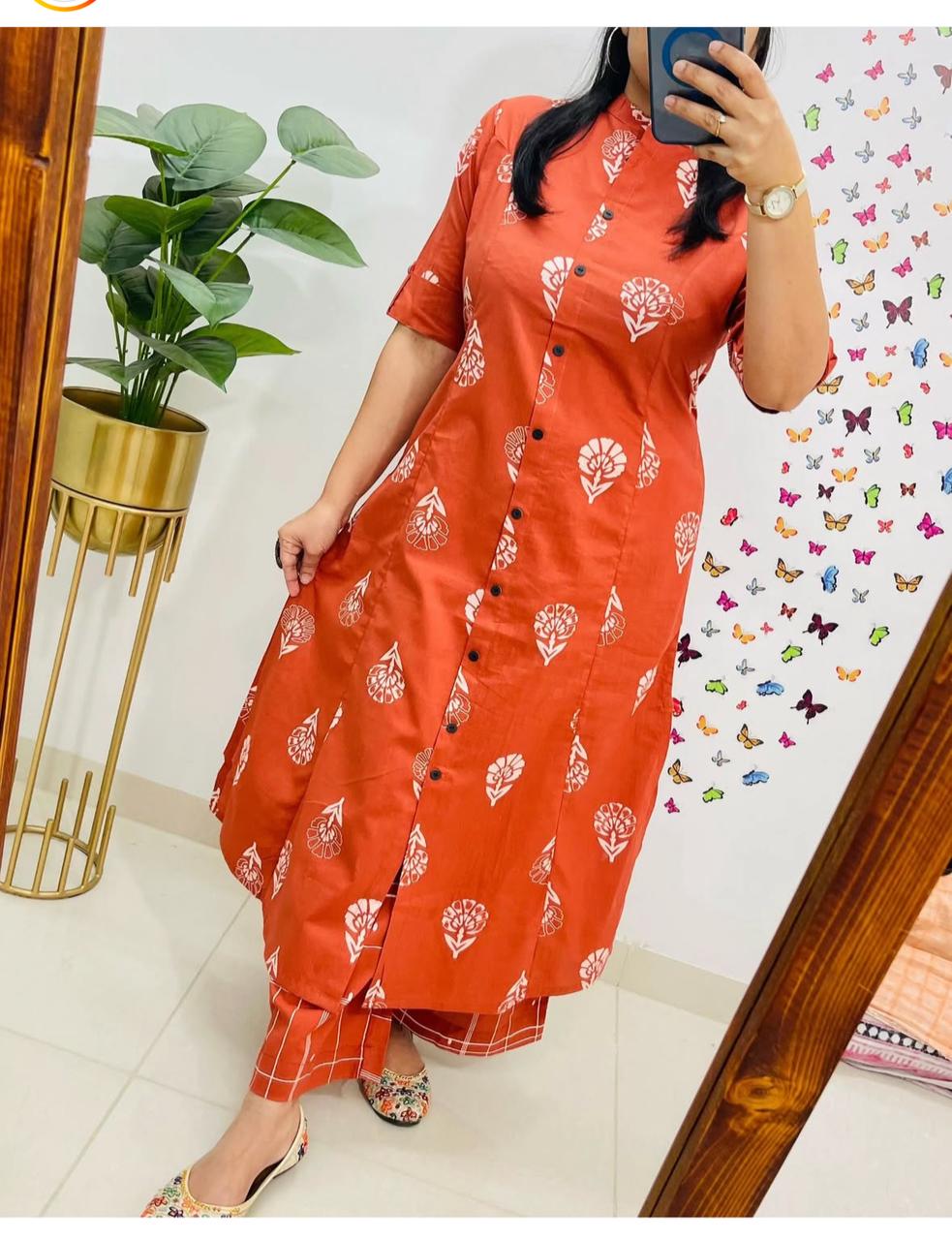 Boho Chic Cotton Printed Kurta Set with Pant 