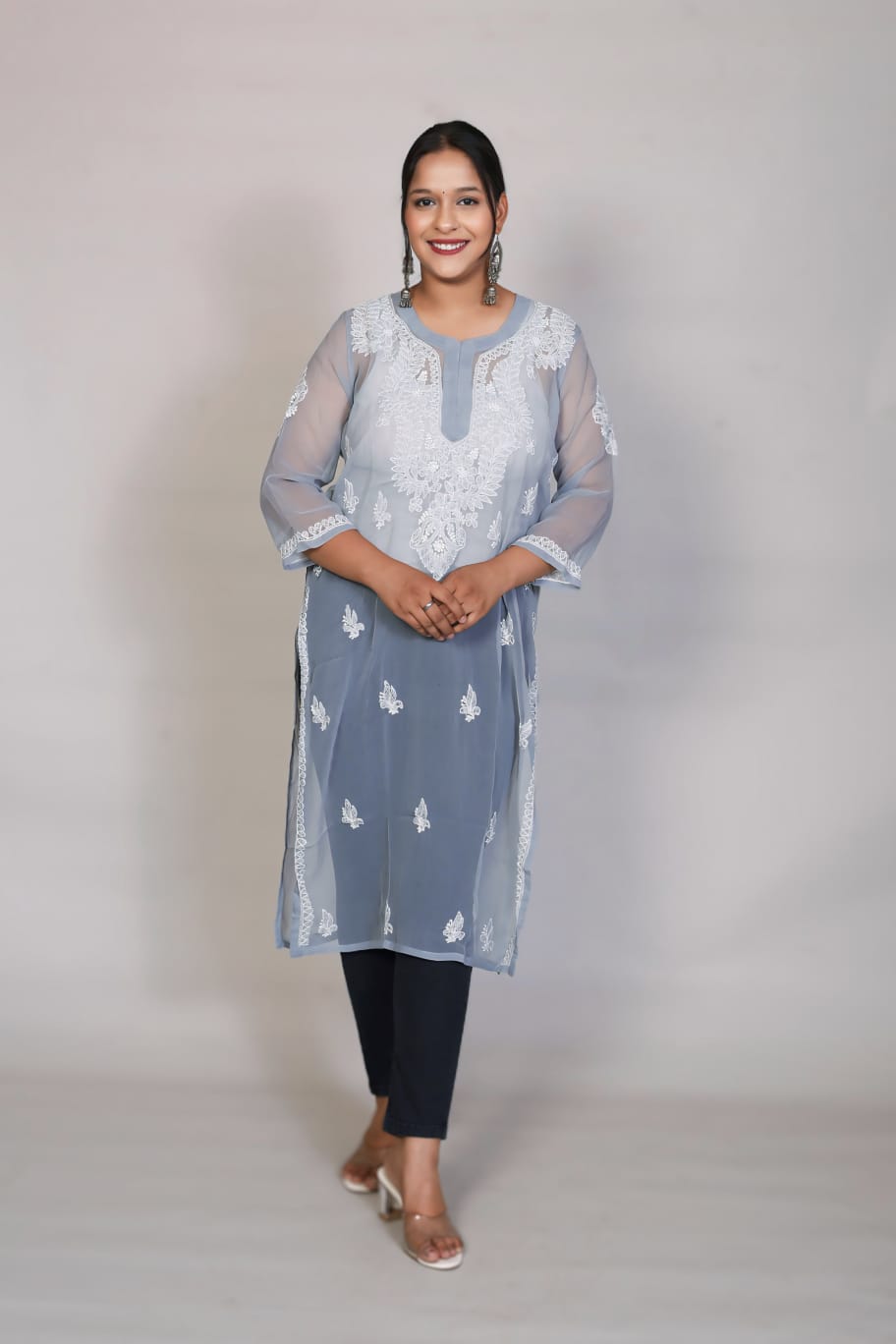 Gala Booty Chikankari Georgette kurti with Inner