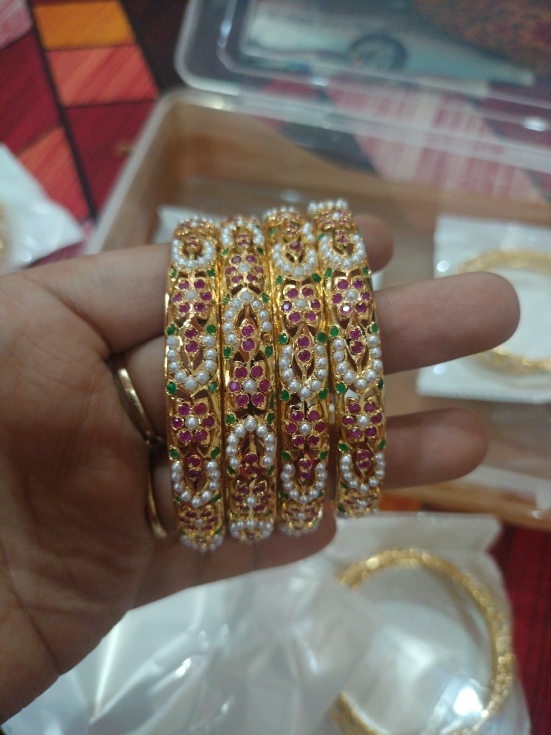 Jadau gold plated bangles 