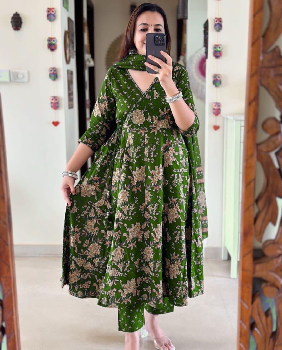 Emerald Bloom Anarkali Kurta Set