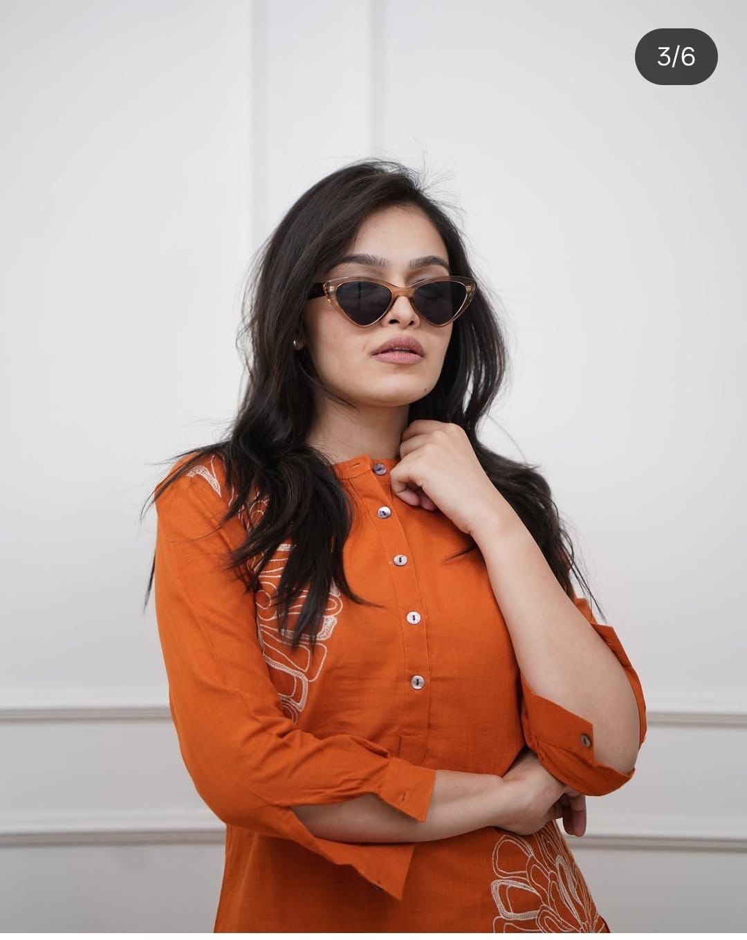 Chic Orange and Black Kurta Palazzo Set with Embroidery